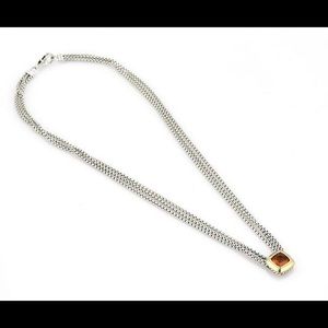 David Yurman Albion Citrine Sterling 18k Gold Pendant Triple Chain Necklace